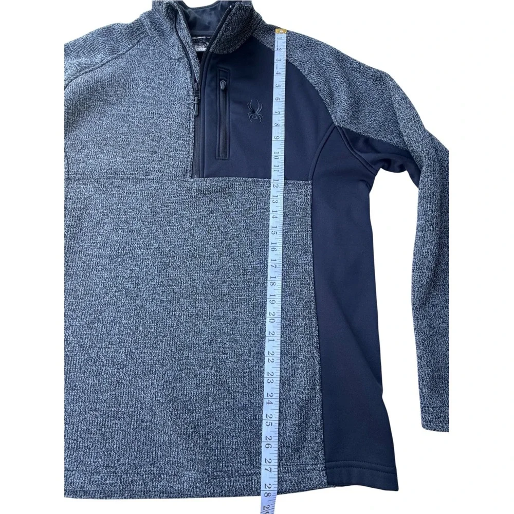 Spyder Pullover Mens Large Black Gray EUC Quarter Zip Mixed Media 229518